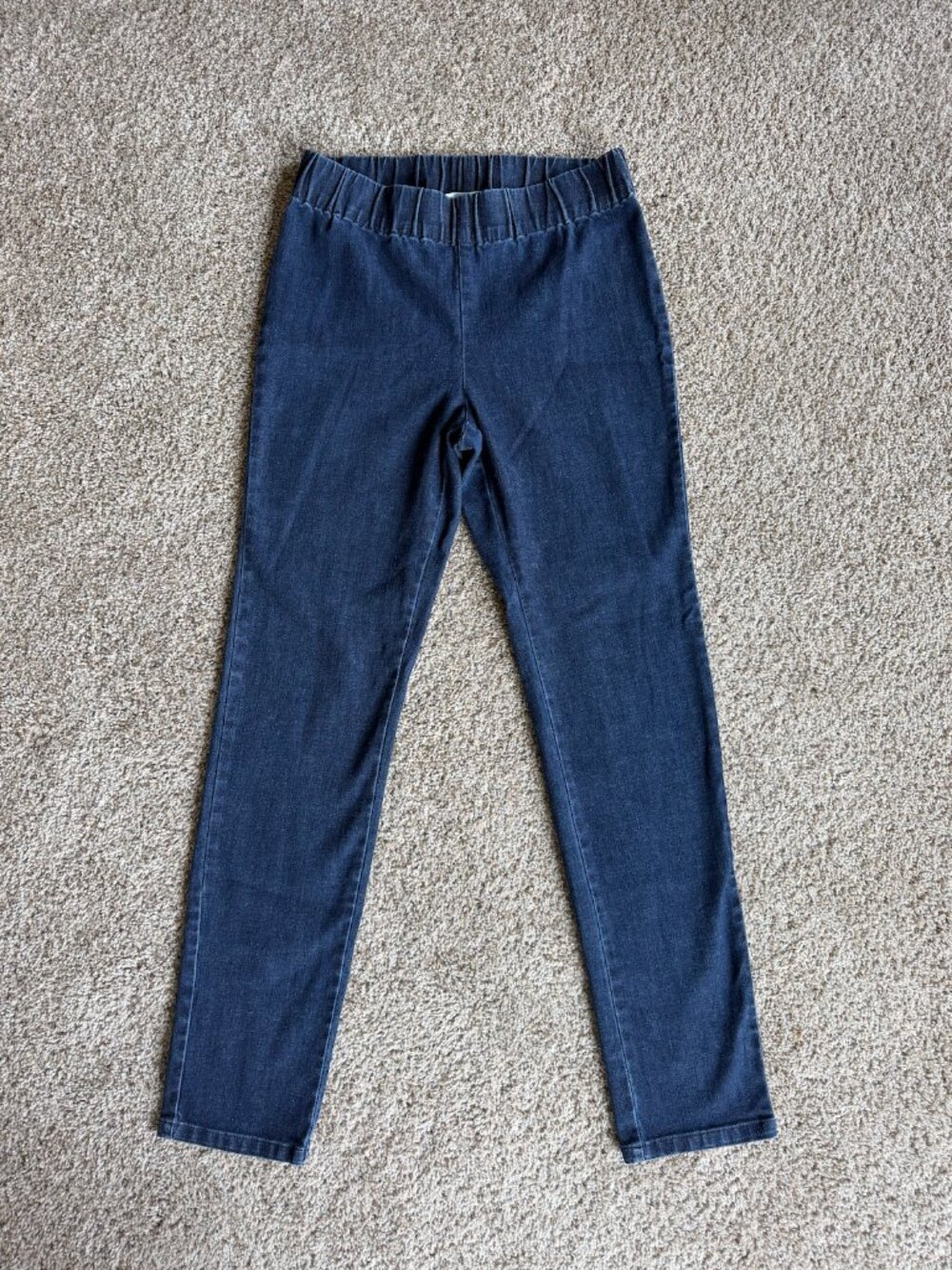 Soft Surroundings Pull On straight leg Denim Pants Small Dark Elastic Waist